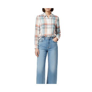 Talbots Plaid Long Sleeve Brushed Cotton Button Front Shirt Holiday Green Red XL